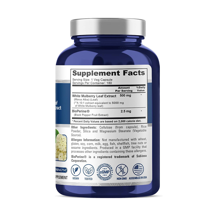 NusaPure Mulberry Leaf Extract 5000 mg  with Bioperine  , 180 Caps
