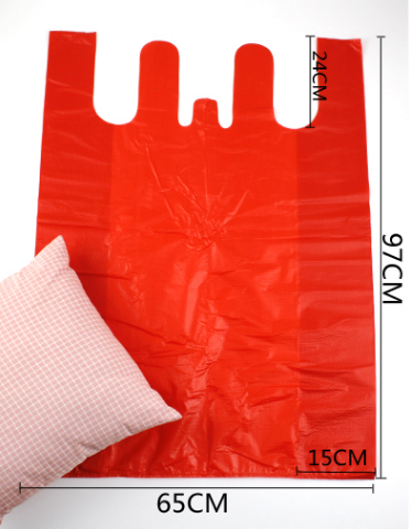 Hot style (pack of 50) disposable thickened plastic garbage bags (red) (size: 65cm*97cm)