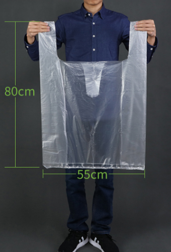 Hot style (pack of 50) disposable thickened portable plastic bags (white) (size: 55cm*80cm)