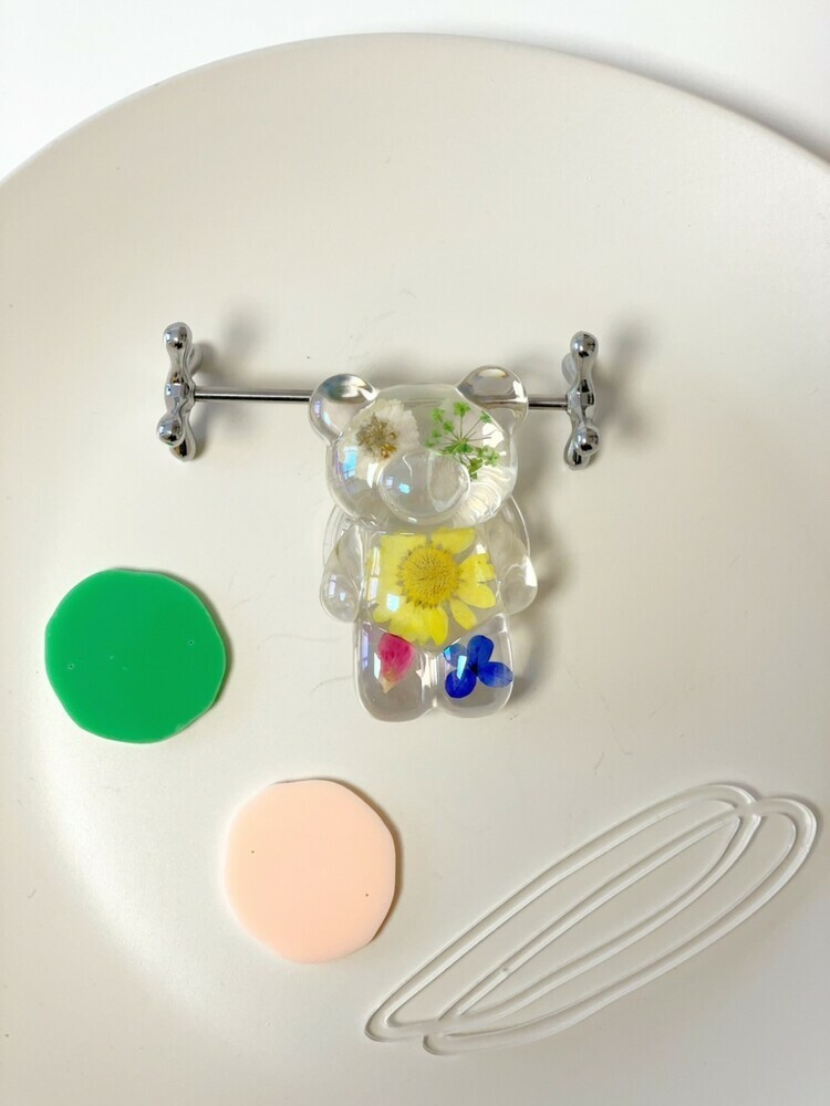 『黃』乾燥花花熊熊手機支架