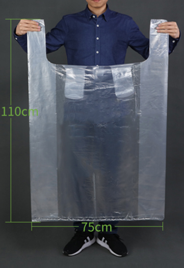 Hot style (pack of 50) disposable thickened portable plastic bags (white) (size: 75cm*110cm)