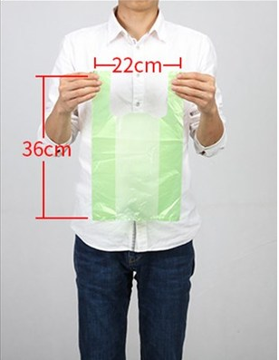 Popular model (100 pieces) disposable portable plastic bag (green) (size: 22cm*36cm)