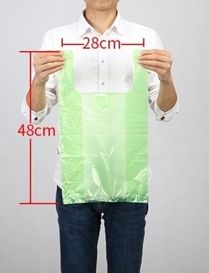 Popular model (100 pieces) disposable portable plastic bag (green) (size: 28cm*48cm)