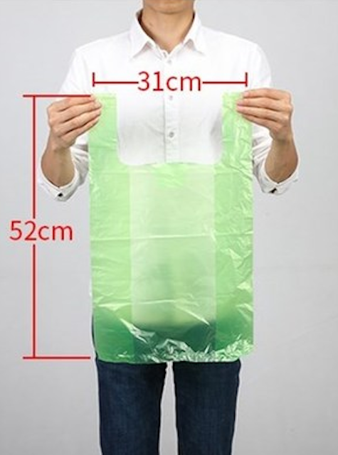 Popular model (100 pieces) disposable portable plastic bag (green) (size: 31cm*52cm)