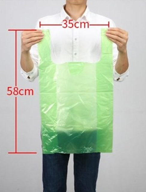Popular model (100 pieces) disposable portable plastic bag (green) (size: 35cm*58cm)
