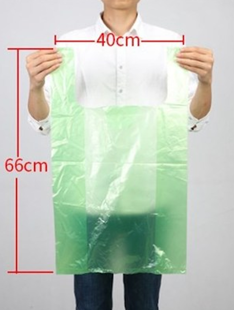 Popular model (100 pieces) disposable portable plastic bag (green) (size: 40cm*66cm)