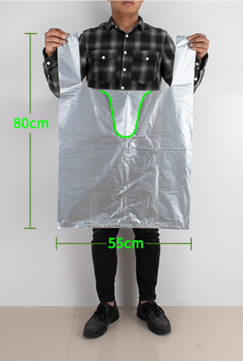 Hot style (pack of 50) disposable portable plastic bags (silver gray) (size: 55cm*80cm)