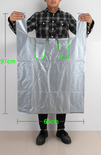 Hot style (pack of 50) disposable portable plastic bags (silver gray) (size: 65cm*97cm)