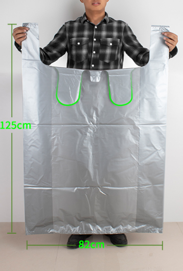 Popular model (50 pieces) disposable portable plastic bag (silver gray) (size: 82cm*125cm)