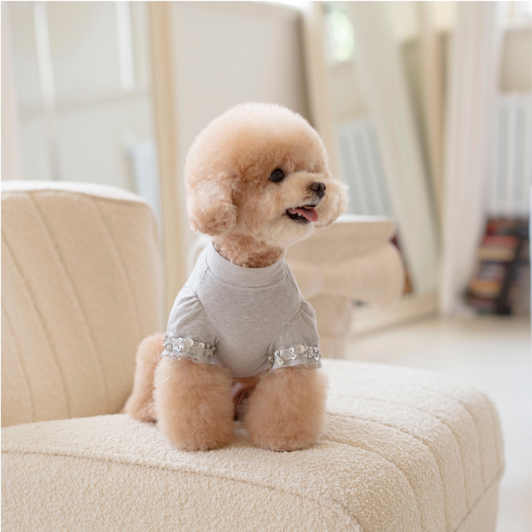 OPAAAP 秋日亞麻串珠T-Shirt （雲灰）