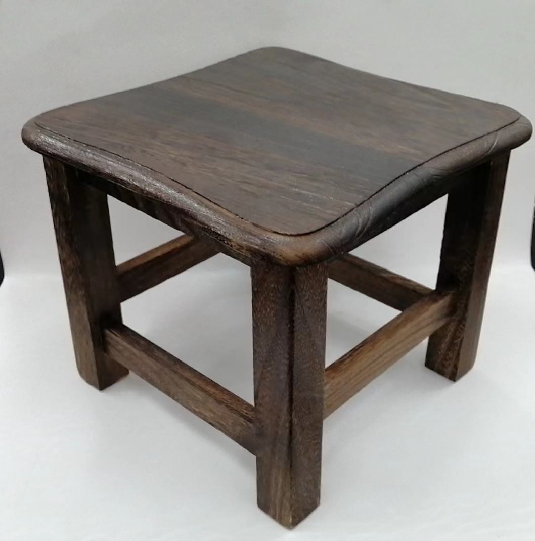 Hot sale [Special offer] Solid wood stool, small stool, shoe changing stool (dark brown 30cmx30cmx25cm) (display item. There are small flaws, please do not take pictures if you mind)