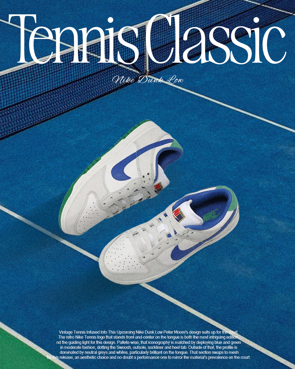iSNEAKERS｜Nike Dunk Low "Tennis Classic" 白藍網球 FB7910-100