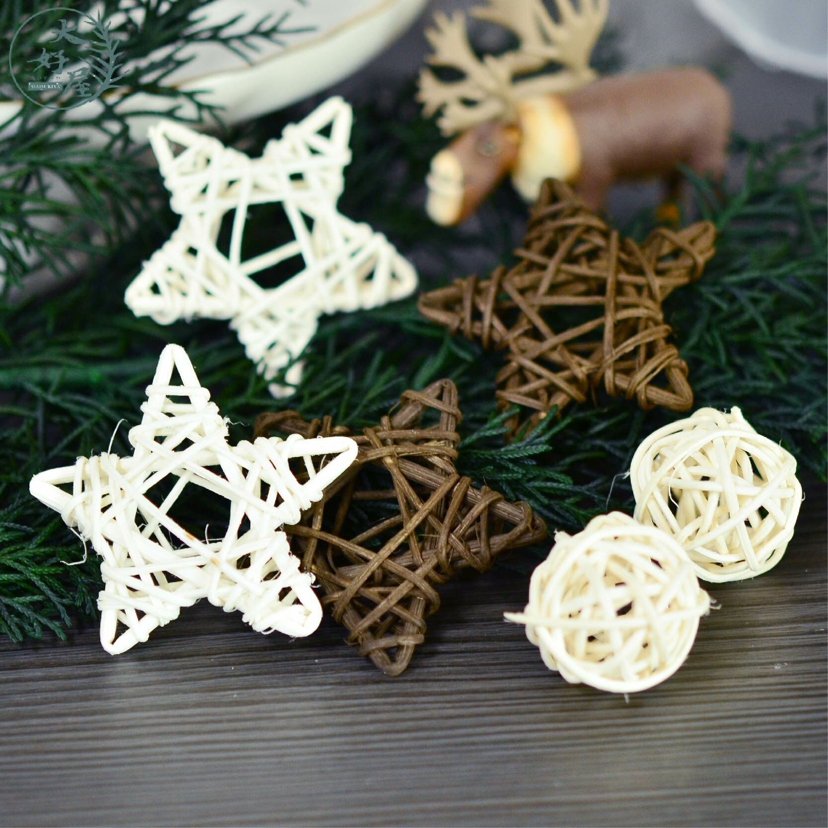 聖誕節藤編星星、藤編球