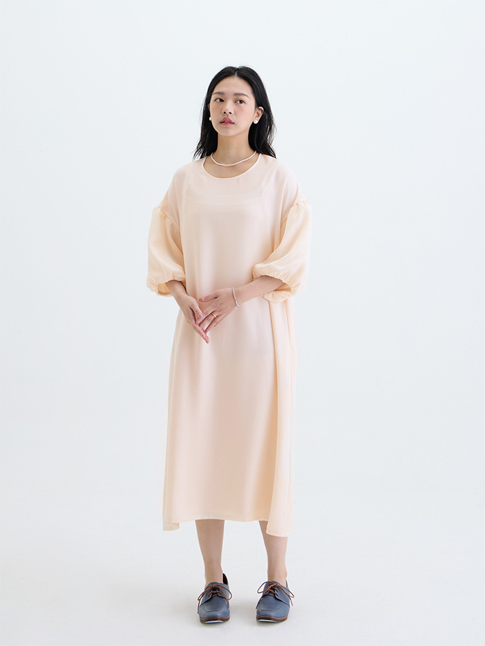 克林姆泡芙長洋裝-香草