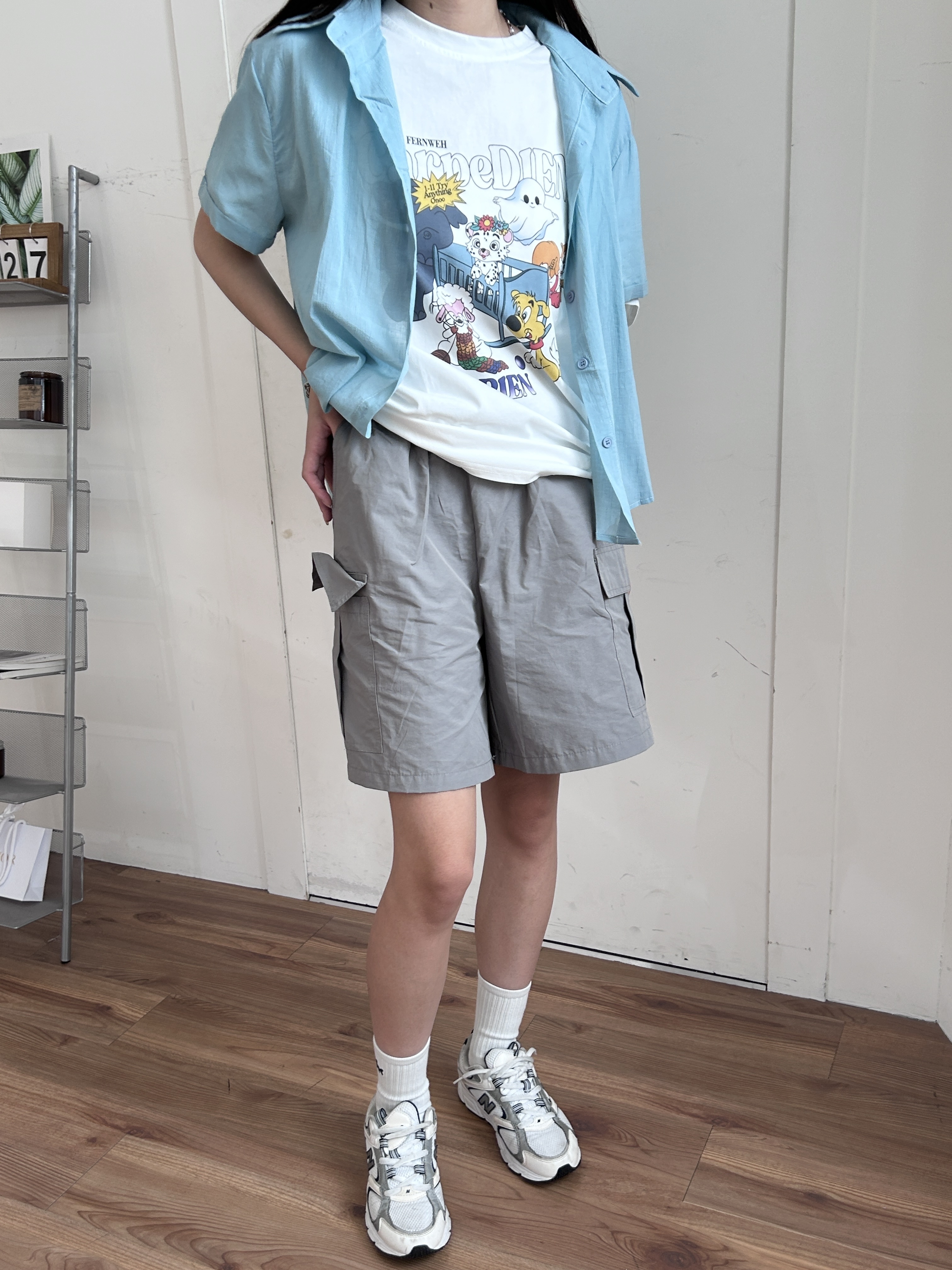 抽繩工裝五分褲