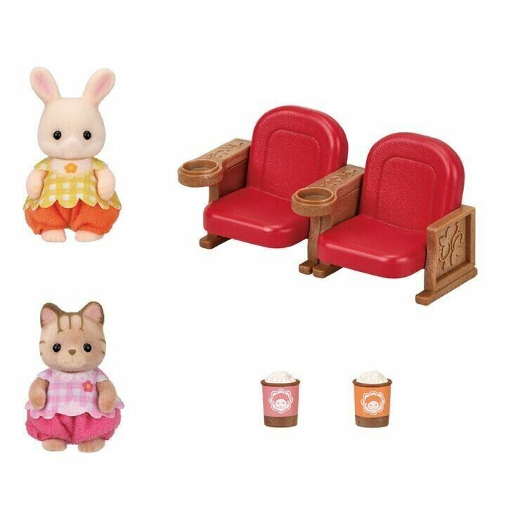 Sylvanian Families 森林家族 - 寶寶劇場套裝 - 瑪格麗特兔子 和 條紋貓 - 印花布娃娃 *僅限日本*