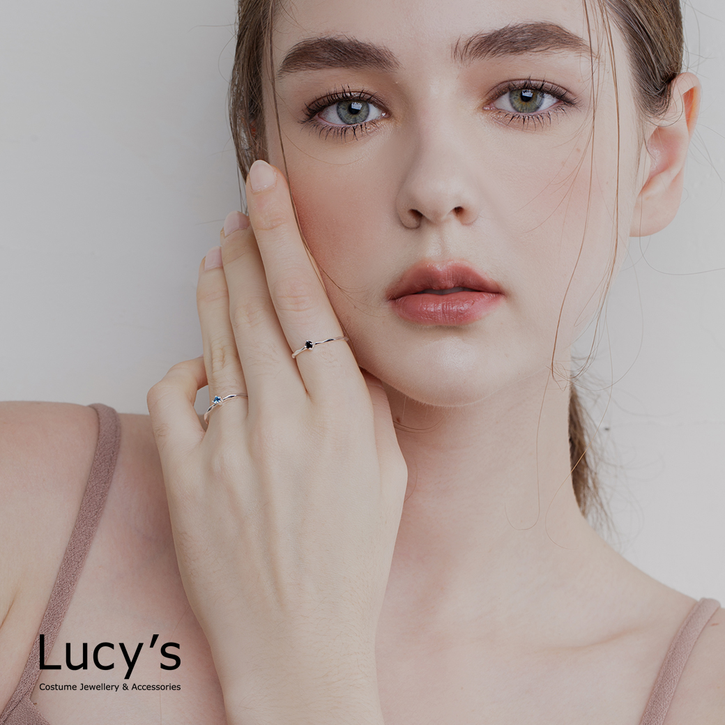 高質感配色系列｜925純銀 黑鑽 戒指 (110015-110019)