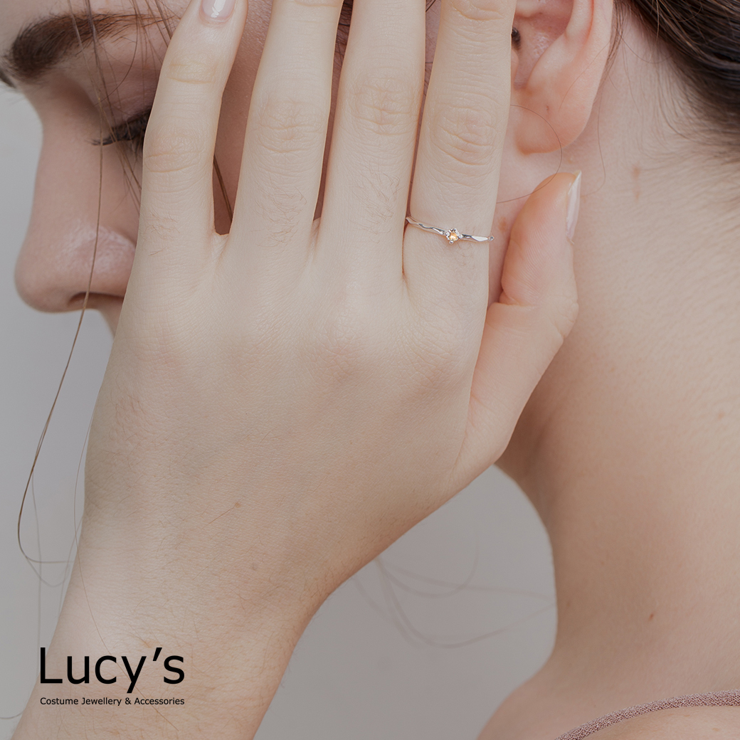 高質感配色系列｜925純銀 香檳鑽 戒指 (110020-110024)