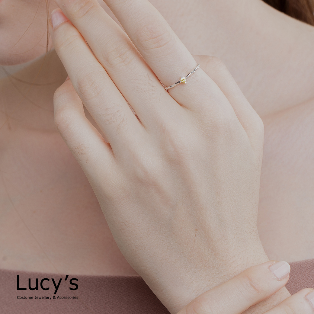 高質感配色系列｜925純銀 金黃鑽 戒指 (110025-110029)