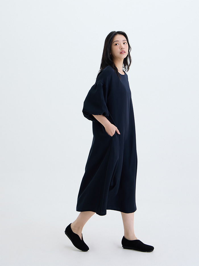 克林姆泡芙長洋裝-野莓