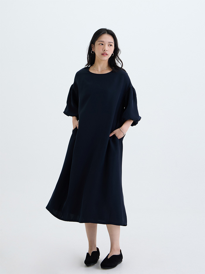 克林姆泡芙長洋裝-野莓