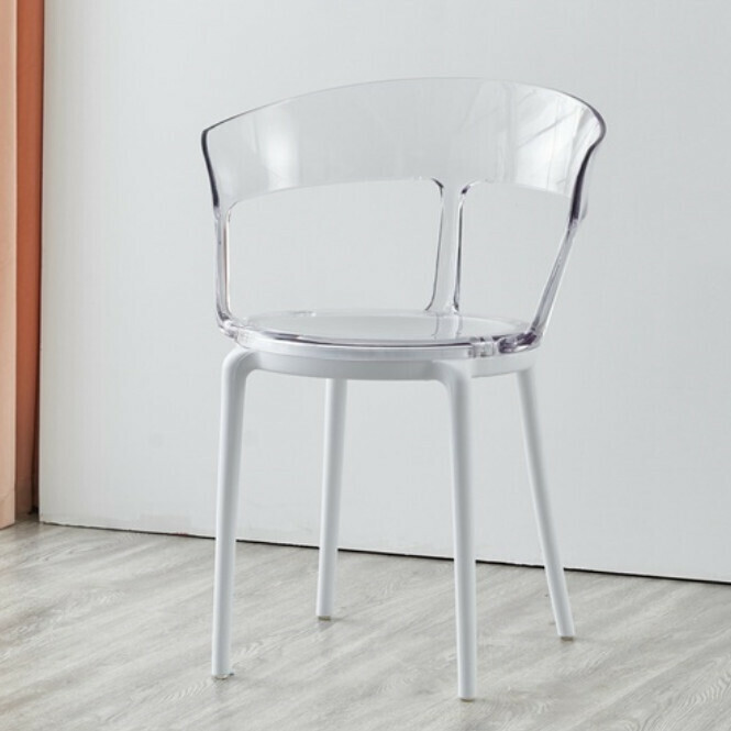 Hot Selling Dining Chair Plastic Transparent Simple Leisure Creative Backrest Chair (Color: 4)