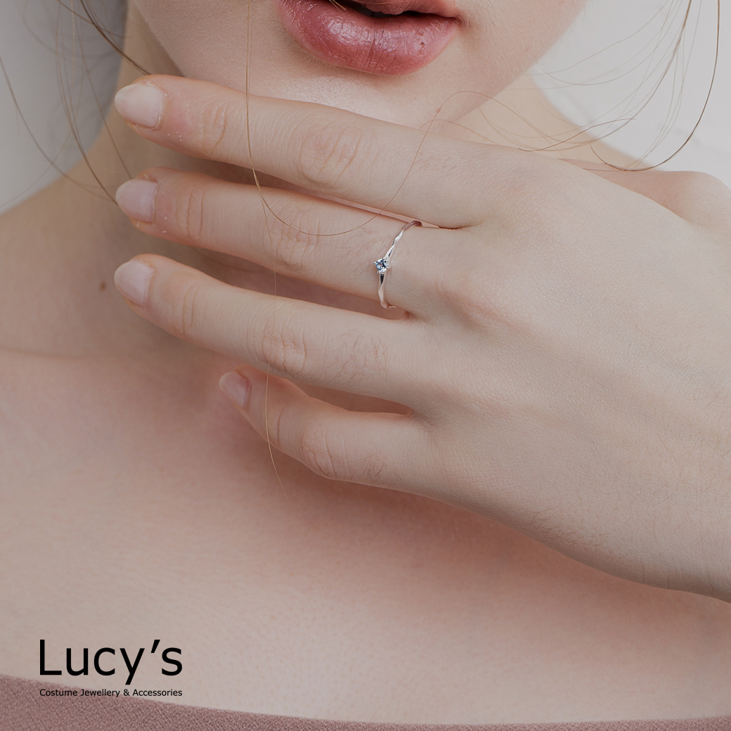 *高質感配色系列｜925純銀 水藍鑽 戒指 (110035-110039)