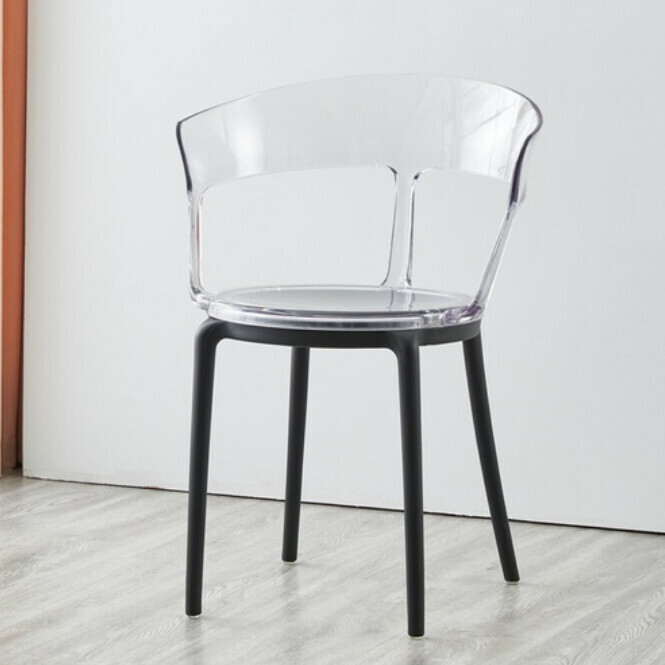 Hot Selling Dining Chair Plastic Transparent Simple Leisure Creative Backrest Chair (Color: 1)