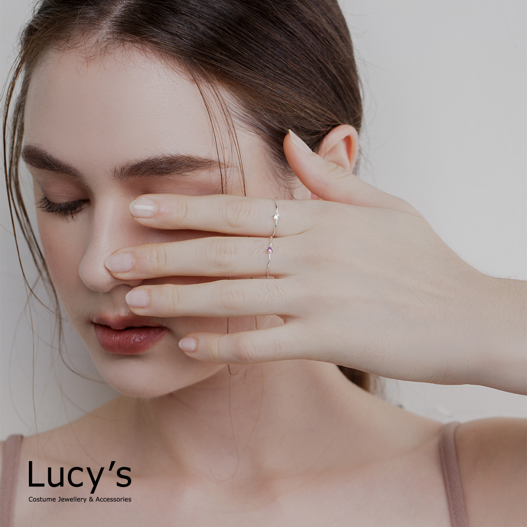 *高質感配色系列｜925純銀 堇紫鑽 戒指 (110040-110044)