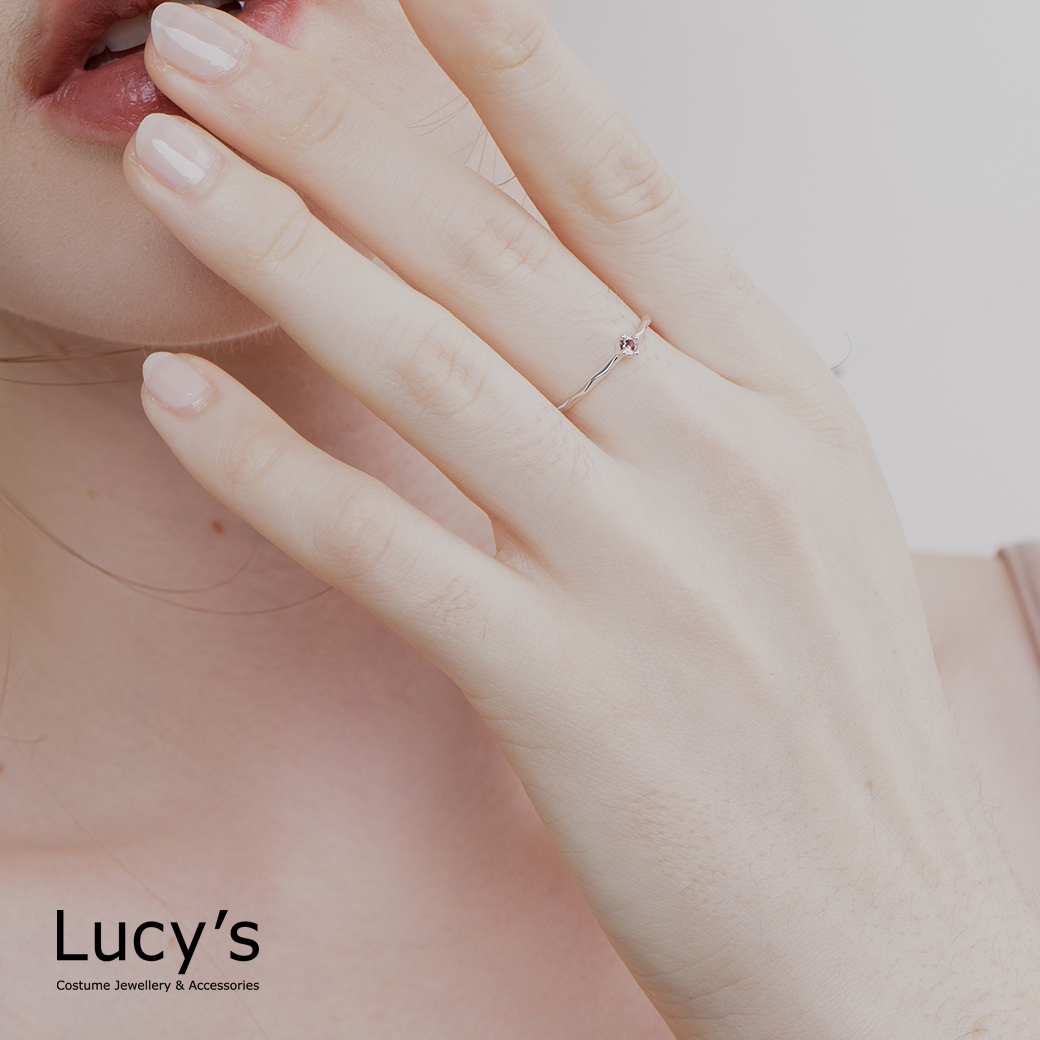 高質感配色系列｜925純銀 玫瑰粉鑽 戒指 (110045-110049)