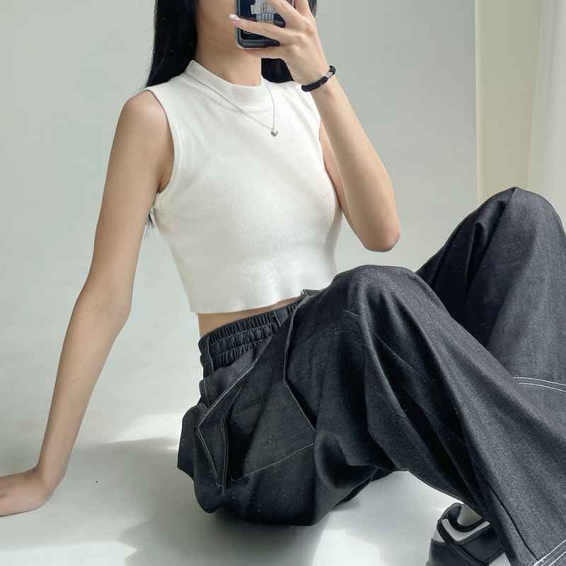 7天穿不膩!薄針織短板立領無袖背心(8色)