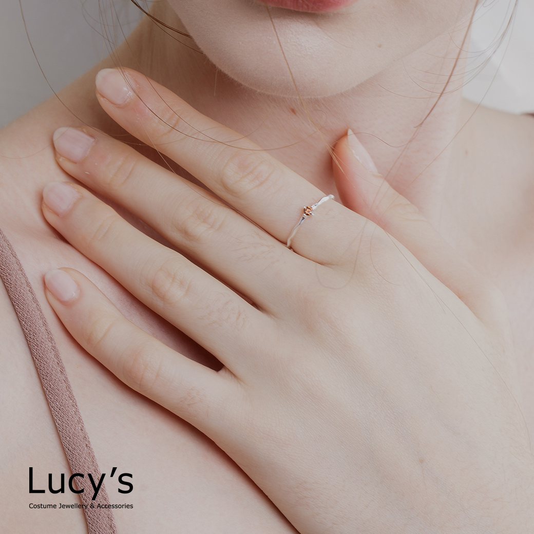 高質感配色系列｜925純銀 深棕鑽 戒指 (110060-110064)