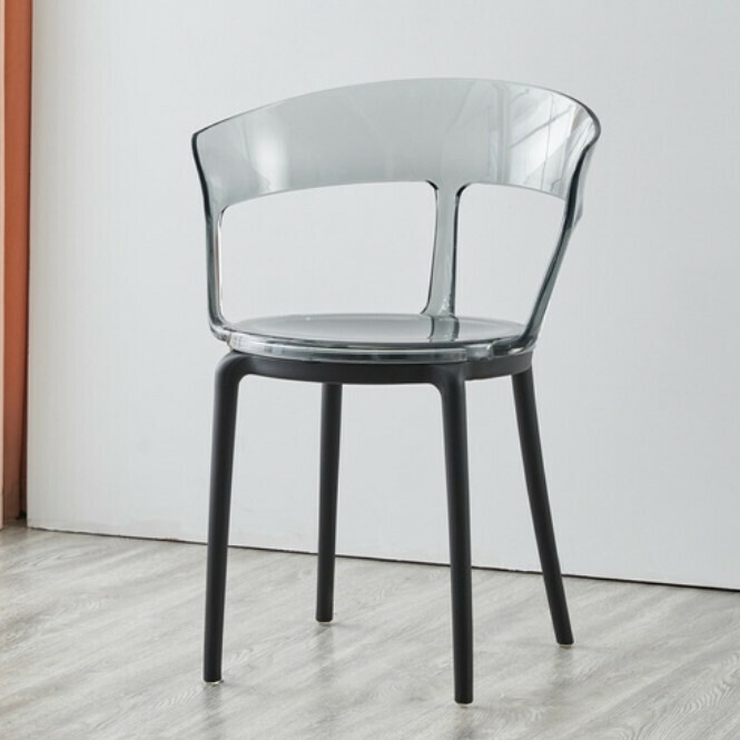 Hot Selling Dining Chair Plastic Transparent Simple Leisure Creative Backrest Chair (Color: 2)