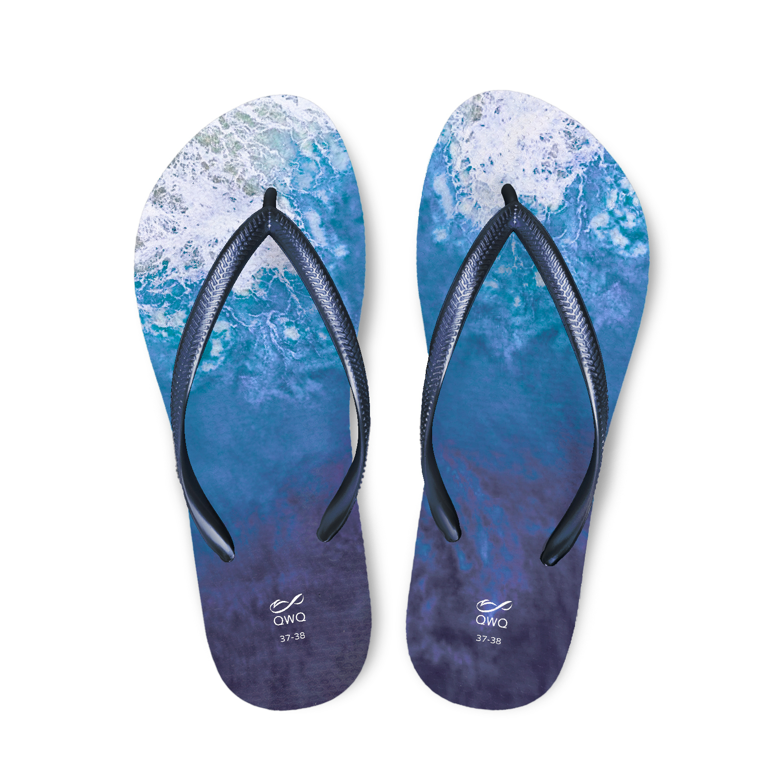 海藍 LE原創系列 藏青藍 插圖女款夾腳拖