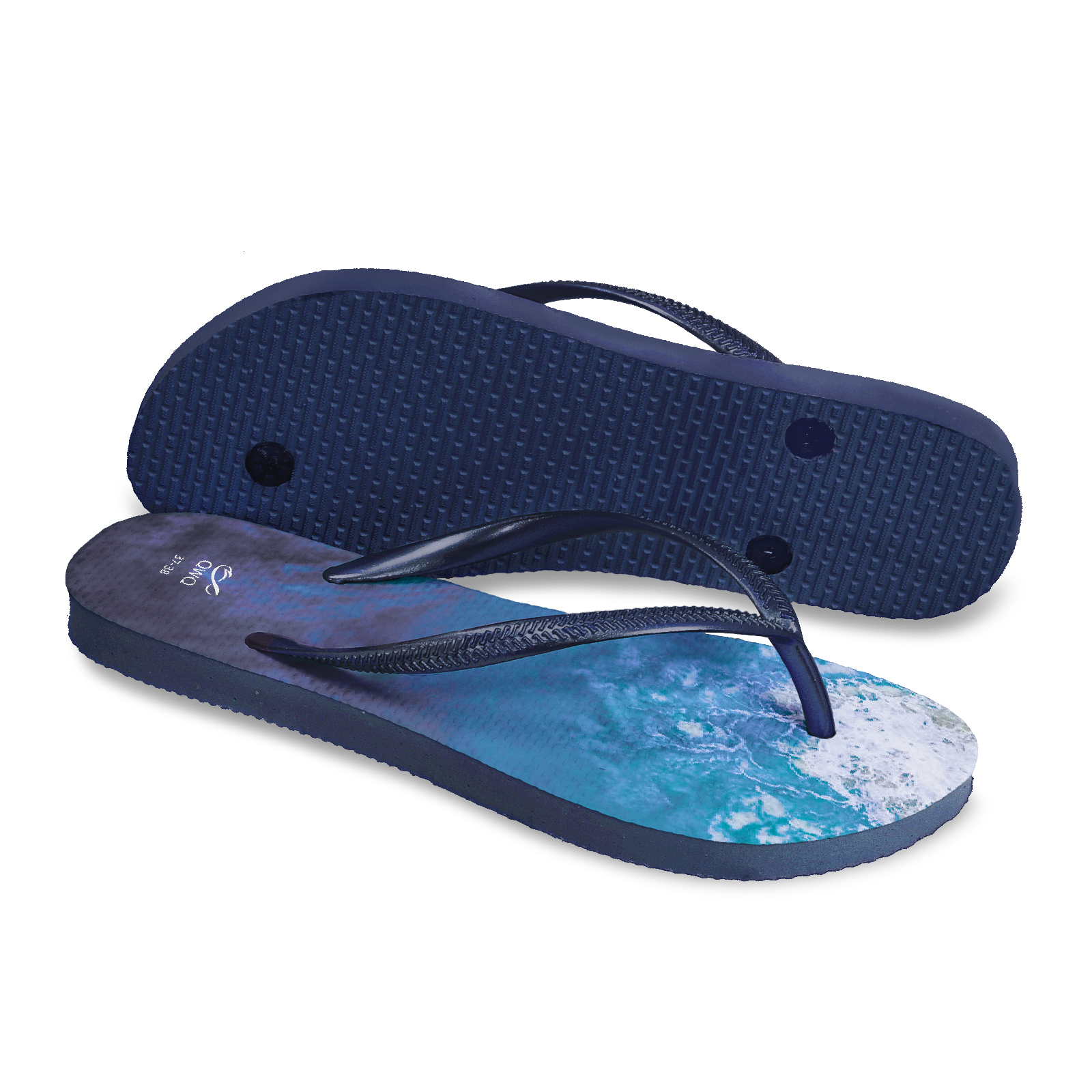 海藍 LE原創系列 藏青藍 插圖女款夾腳拖