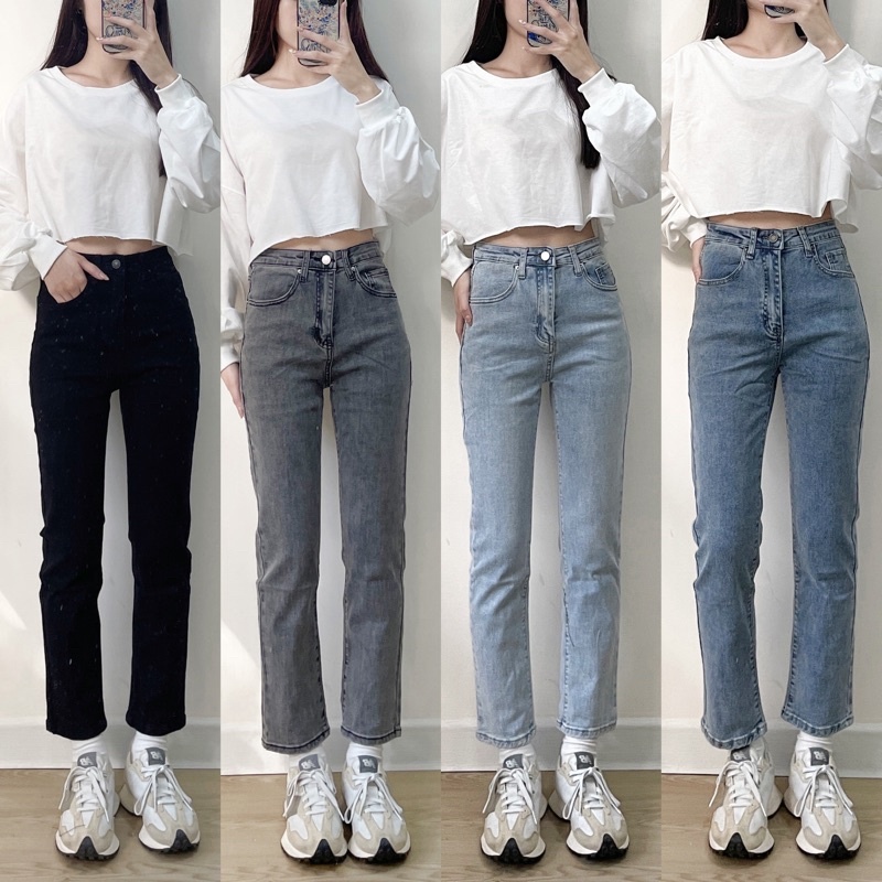 超彈🔥陽光色系6色小隻女後開衩牛仔褲☀(S-XL)