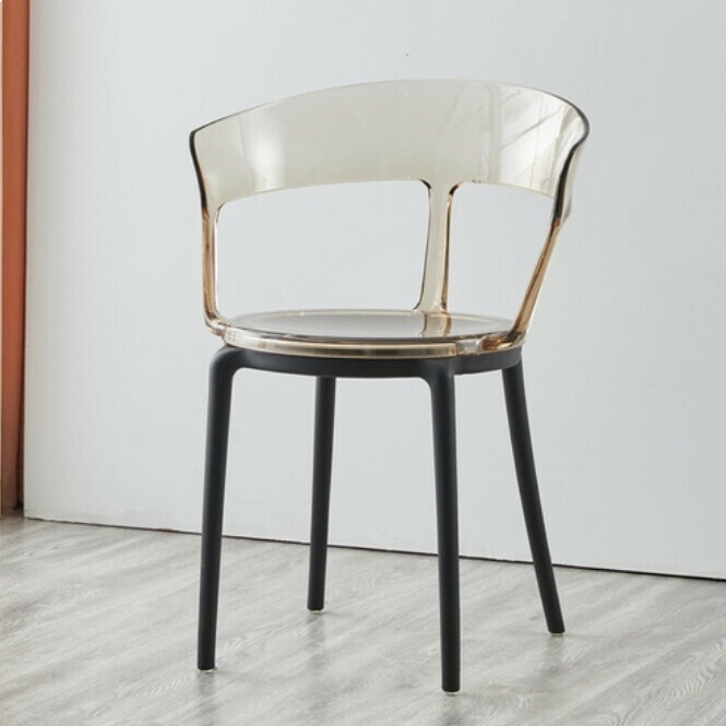 Hot Selling Dining Chair Plastic Transparent Simple Leisure Creative Backrest Chair (Color: 3)