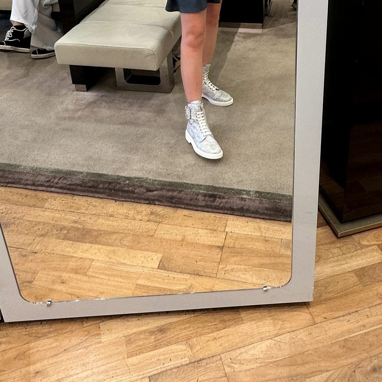 Roger Vivier RV viv Rangers lace boots tweed silver