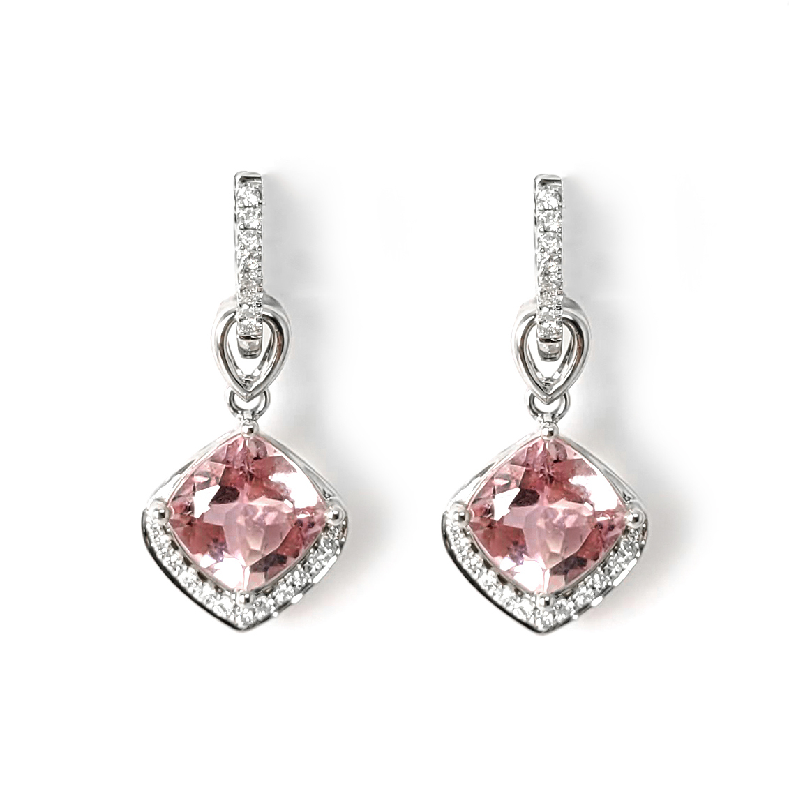 18K白金天然鑽石摩根石吊墜