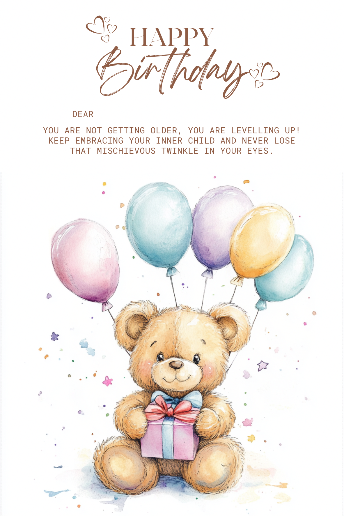 Teddy Birthday Card (請於結帳頁加購）