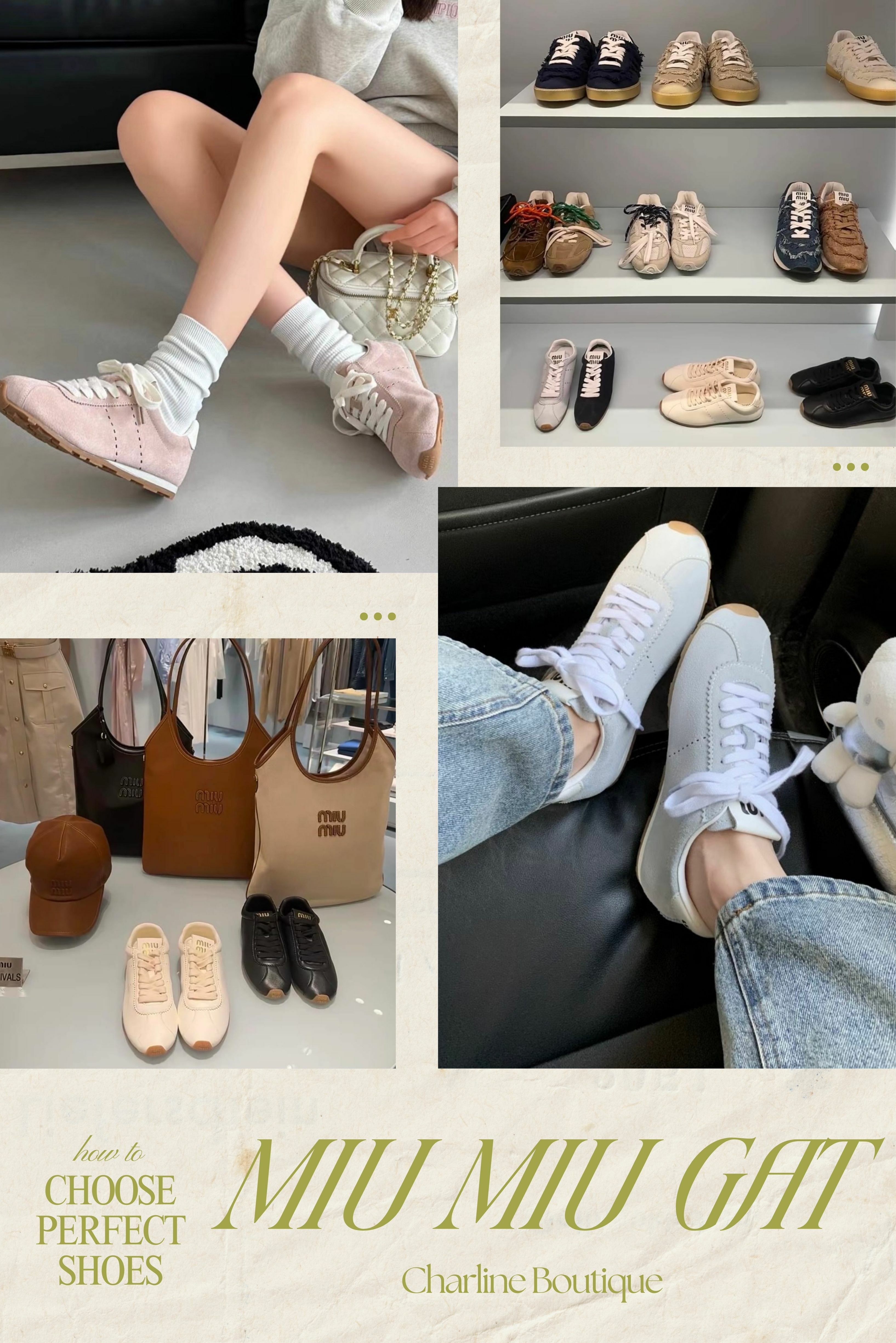 Miu Miu 德訓鞋  Miu Miu 的德訓鞋整體採用絨面製成，在鞋舌及背面也都有標誌性的徽幟，而鞋底部分也做得更加輕薄，讓我們上腳後更加沒有負擔，輕盈感十足！另外跟知名運動品牌Newbalance 聯名所推出的第三代NB 530更是亮相後就吸引了眾多關注。雙色鞋帶的設計加上材質的拼接特色直接成為鞋櫃裡的百搭之選！