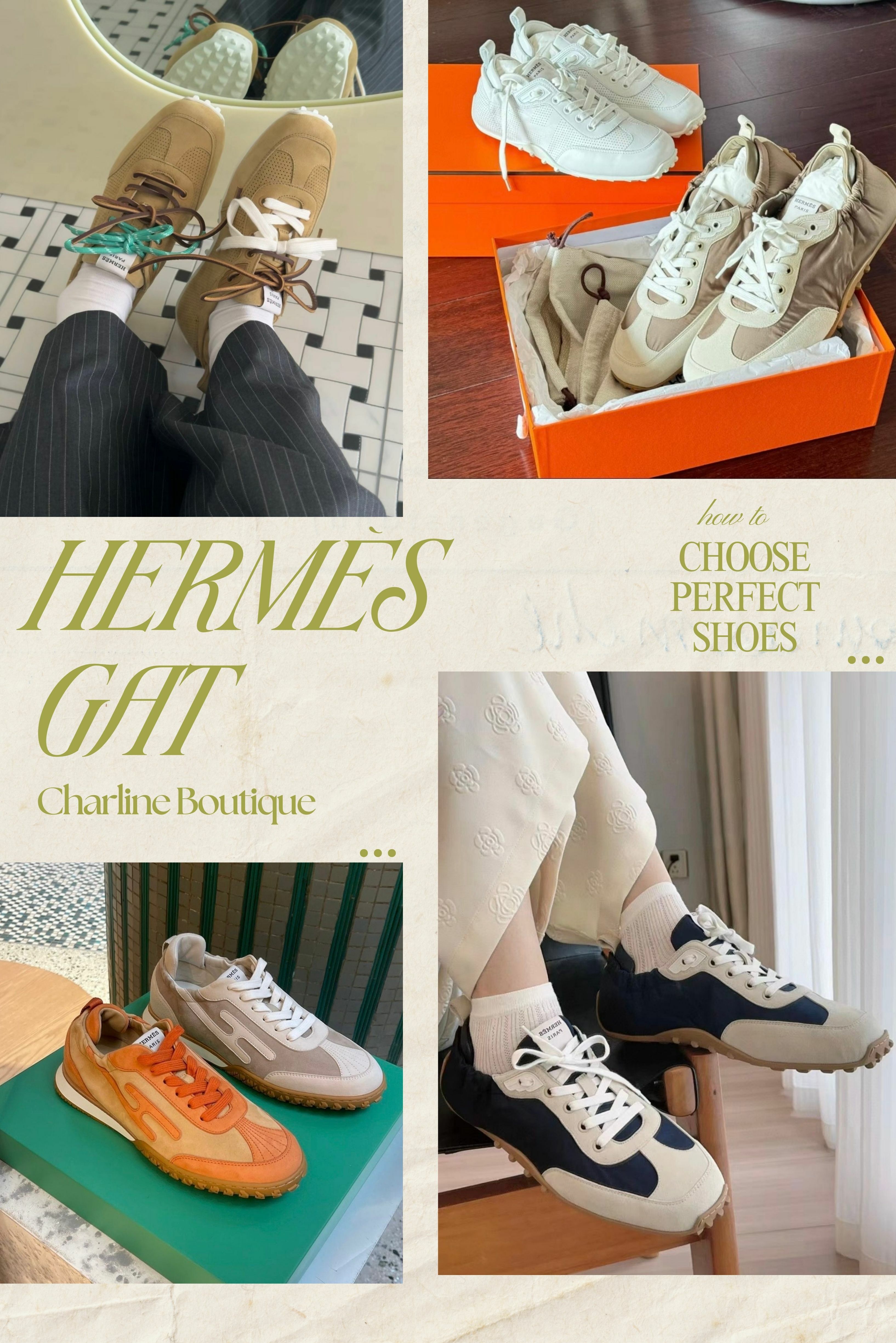 Hermès 德訓鞋  喜歡高細節的人絕對不能錯過Hermès Jet德訓鞋，手感柔軟舒適，穿起來超舒服，鞋底的設計提供了良好的抓地力和緩震效果，穿久了也不會累。材質上不止有全皮革設計，另外還推出了麂皮拼接及防潑水設計的材質，可說是選擇超多樣，側邊充滿流線型的H標誌更是一大特色，低調又不失設計感，是喜歡不同材質的人可以入手的一款唷。其中溫暖的美拉德色系更是不管配裙裝或褲裝，甚至是正裝都非常適合！另外還有一款Hermès In德訓鞋整體設計更加低調，外觀沒有任何標誌，只有鞋舌部分有Hermès 字樣，最大的特色則是腳跟部份的鬆緊帶設計，增添了上腳後的舒適度，完全不會勒腳跟，而網狀的鞋面設計及些許的內增高，都既可以顯高還超級舒服，不論哪一款都超級推薦！