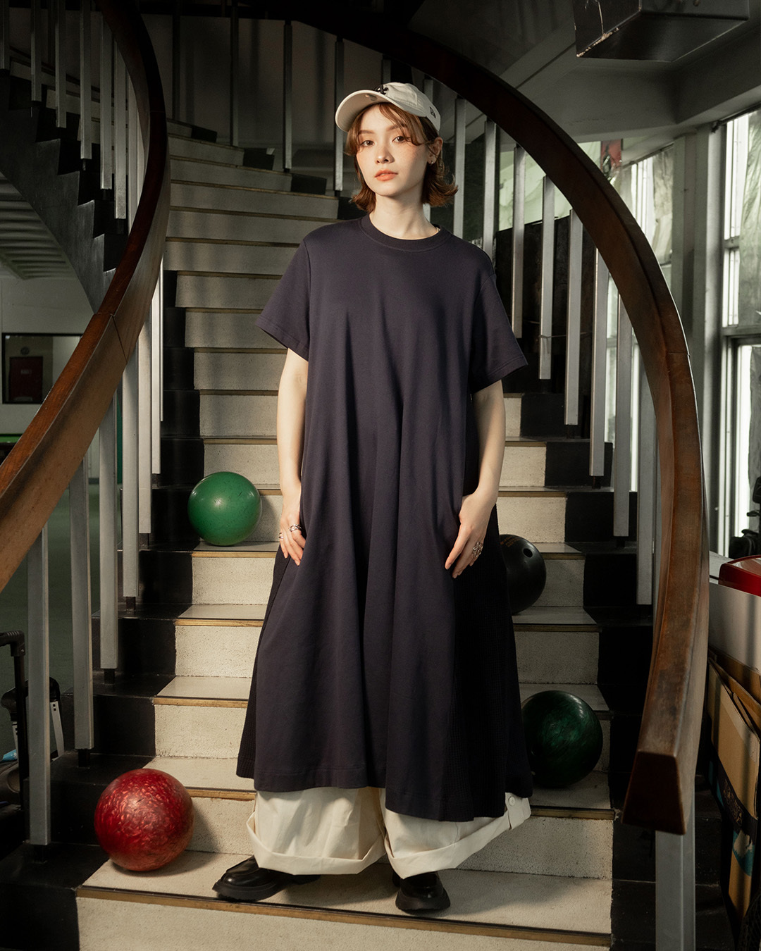 【 Kiki.co made 】Oversized single jersey dress - Navy