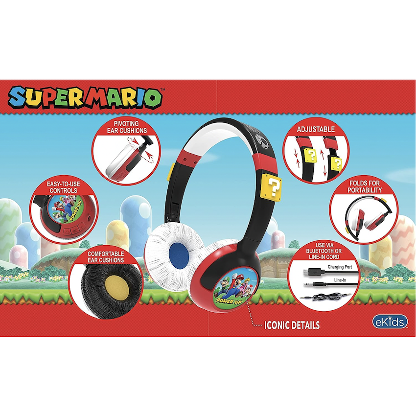 美國 Super Mario Headphone 藍牙耳機 (內置 Microphone)