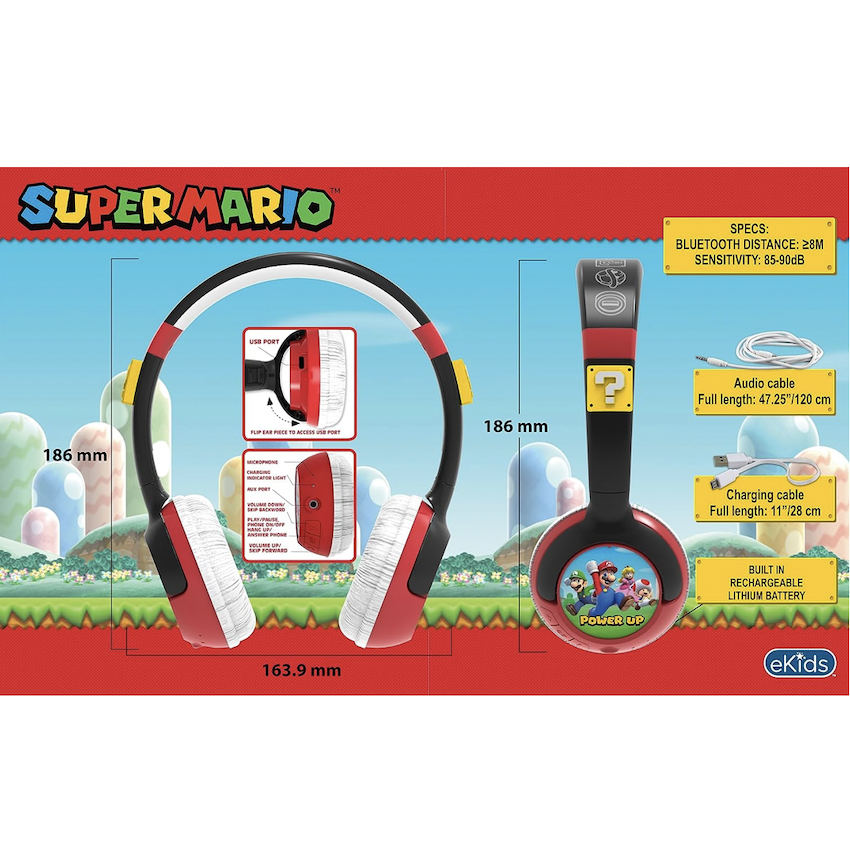 美國 Super Mario Headphone 藍牙耳機 (內置 Microphone)