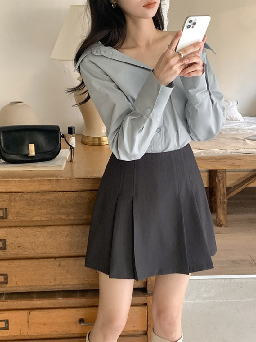 [現貨] Eartha浪漫鎖骨襯衫 [ 5色/ Free ]