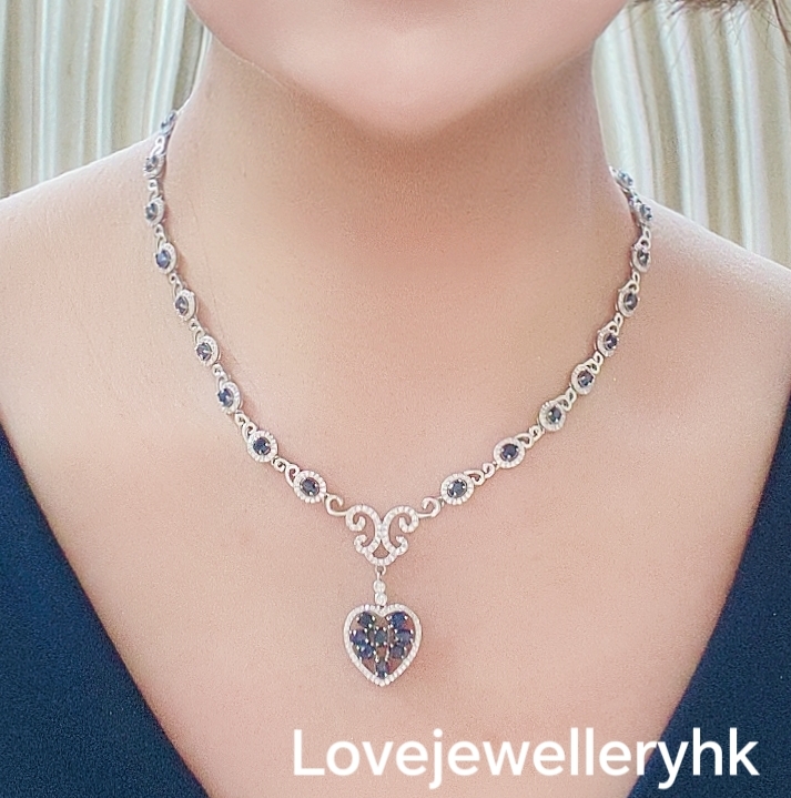 Natural sapphire heart-shaped necklace   GN005