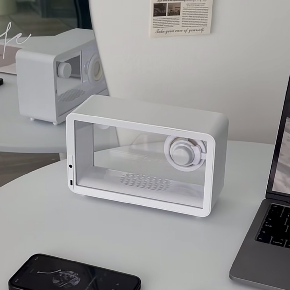 簡約透明氛圍燈 藍芽 音響 雅典白/曜石黑