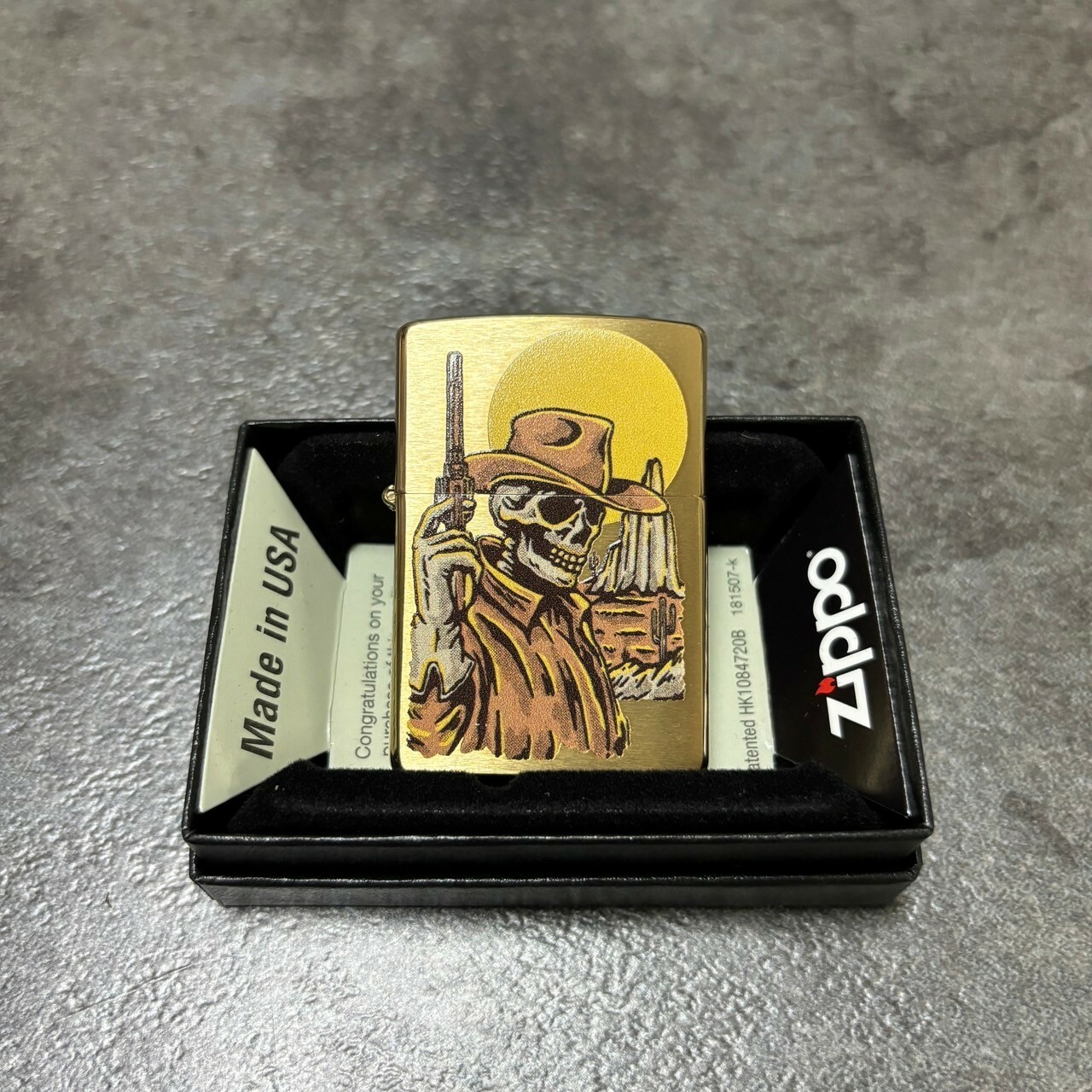 【zippo】德國原裝正品、西部牛仔骷髏、煤油打伙機、彩印平面款（內膽可選搭ZIPPO/ZORRO/充氣/煤油）
