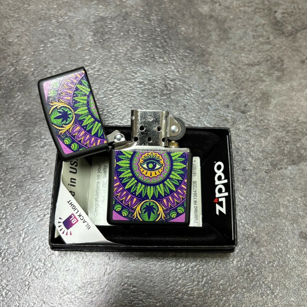 【zippo】德國原裝正品、麻葉萬花筒、煤油打伙機、彩印平面款（內膽可選搭ZIPPO/ZORRO/充氣/煤油）